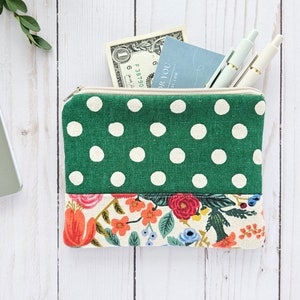 Rifle Paper Co. Zipper Pouch: Green Dot Wildwood Garden Party Floral