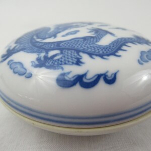 Vintage Wax Jar Seal Asian Style Paste/ Ink Box Porcelain Pottery 3.25&quot; Circa Post 1940 Stamped