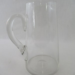 Seltener Vintage Krug aus klarem Glas mit Henkel zum Ausgießen, unbekannter Hersteller, Mitte des Jahrhunderts