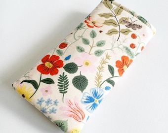Floral Padded Glasses Case: Handmade Soft Cotton Sleeve