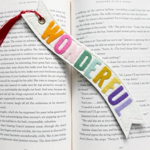 Felt ‘Wonderful’Bookmark | Handmade Book Lover Gift | Holiday Stocking Stuffer