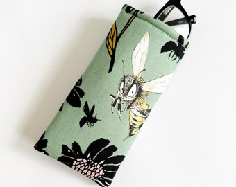 Padded Glasses Case: Handmade Soft Cotton Sleeve (7” x 3.25”)
