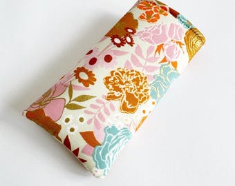 Floral Padded Glasses Case: Handmade Soft Cotton Sleeve