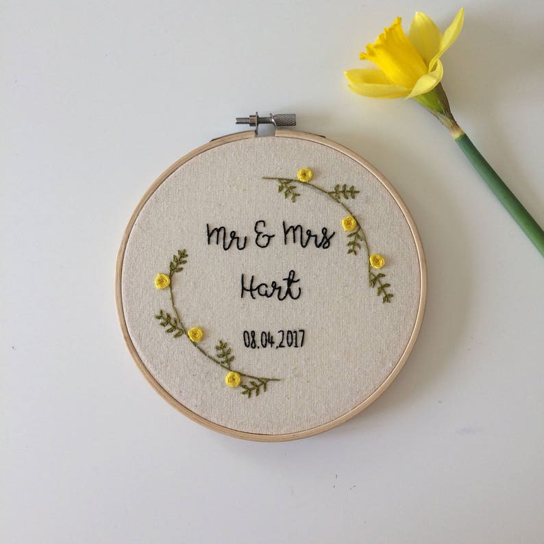 Customisable Wedding Day Embroidery Hoop Etsy