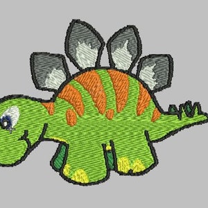 Peut inclure: Dinosaure brodé vert et orange avec un dos hérissé gris et blanc.