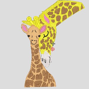 Giraffe and baby embroidery file