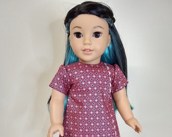 1960's RETRO PARTY DRESS-Fits 18 inch Doll like Ag Doll, Melody, Silver Glitter Rick Rack, Short Sleeve, Party, Kit