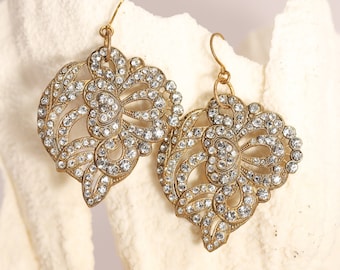 Handmade one of a kind rhinestone buckle earrings