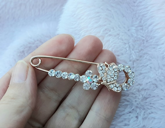 Butterfly Brooch - Butterfly Gold Safety Pin Brooc