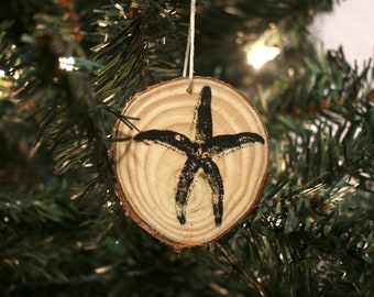 Sea Star Ornament, Starfish Ornament, Ocean Ornament, Rustic Ornament, Wood Ornament, Wildlife Ornament, Animal Ornament, Ocean Gift