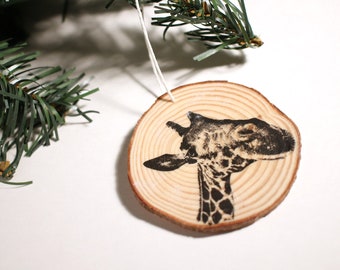 Giraffe Ornament, Wood Ornament, Christmas Gift, Wildlife Ornament, Rustic Ornament, Animal Ornament, Animal Gift, Giraffe Lover Gift