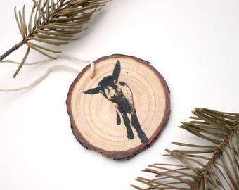 Goat Ornament, Animal Ornament, Wood Ornament, Christmas Gift, Christmas Tree Decoration, Rustic Ornament, Animal Lover Gift, Gifts under 10