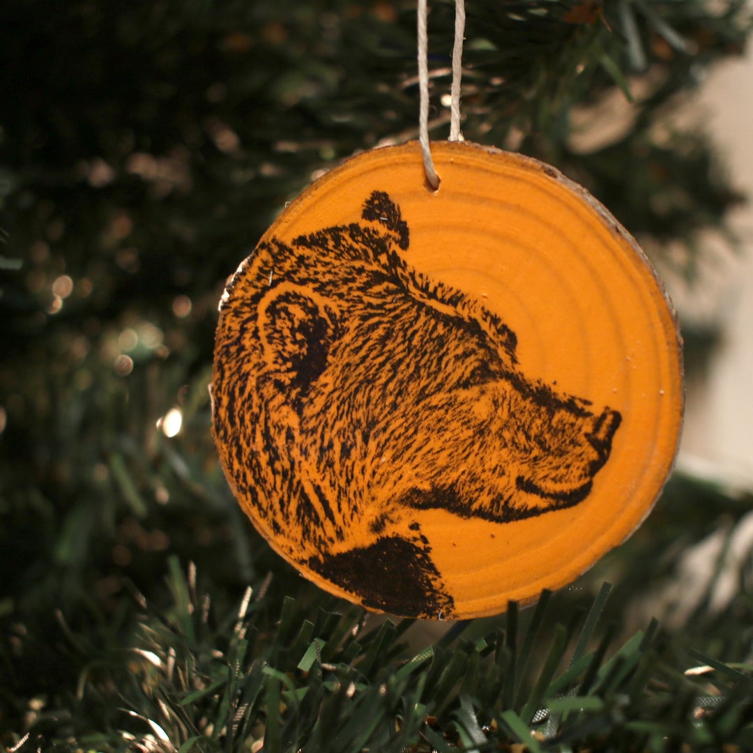 Orange Grizzly Bear Ornament, Animal Ornament, Wildlife Ornament