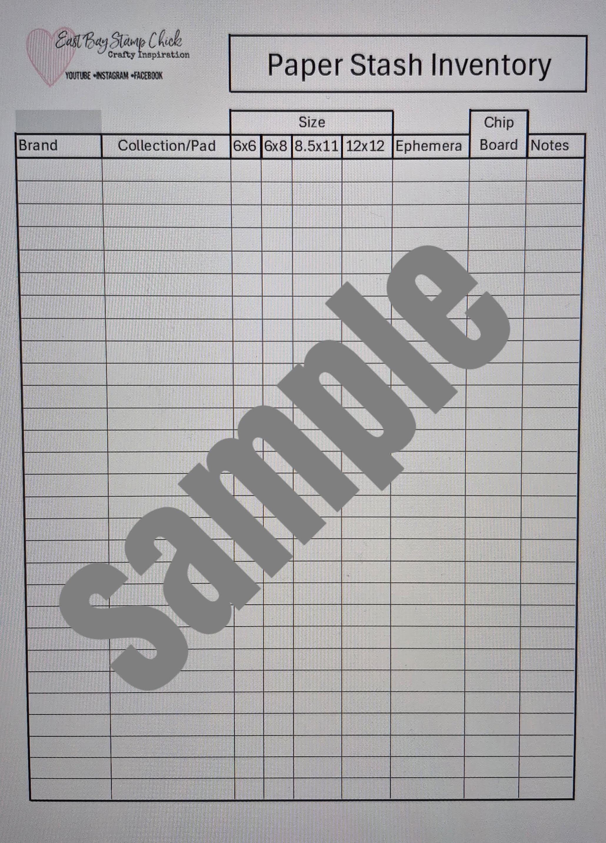 Paper Invesntory Paper Stash Tracking/ Inventory- Digital/ Print Out - Etsy