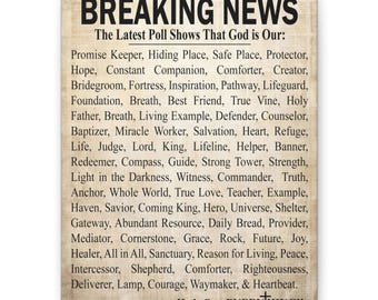 Breaking News 'God Is Our' Typography Canvas