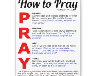 How to Pray PRAY Acronym Matte Canvas