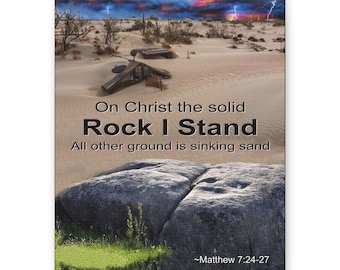 On Christ the Solid Rock I Stand Canvas | Matthew 7:24-27 Stretched Wall Art