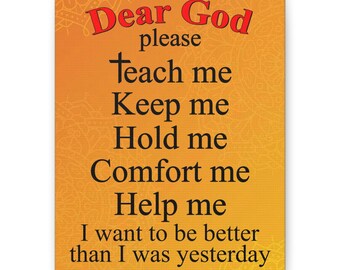 Dear God Prayer Typography Canvas | Matte Stretched Wall Art