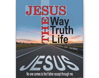 Jesus The Way Truth Life Canvas | Matte Stretched Wall Art 1.25"