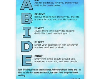 ABIDE Acronym Wall Art Canvas | Inspirational Christian Scripture Decor