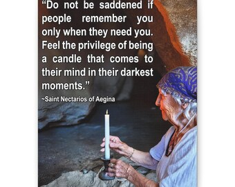 Saint Nectarios Candle Quote Matte Canvas