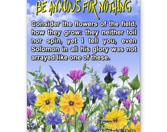 Be Anxious For Nothing wildflower Bible verse canvas