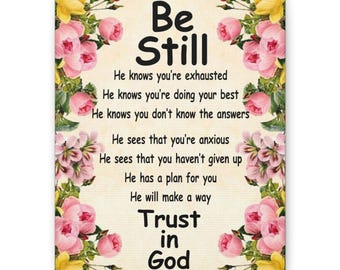 Be Still Trust in God Canvas | Inspirational Faith Wall Art