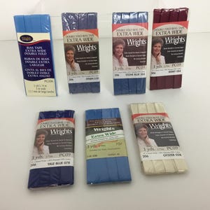Wrights Double Fold Bias Tape PC09 Extra Wide 3 Yards 2.75m 1/2&quot; (13mm) Wide  Bias Tape Choose Color