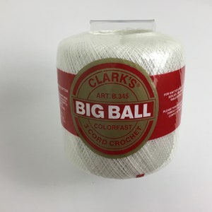 Clark's Big Ball Colorfast 3 Cord Crochet 100% cotone mercerizzato Colore bianco Articolo B-345