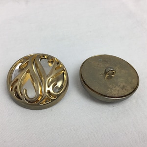 Vintage Gold Heart Shank Button, Large 1-1/2&quot; (38mm)