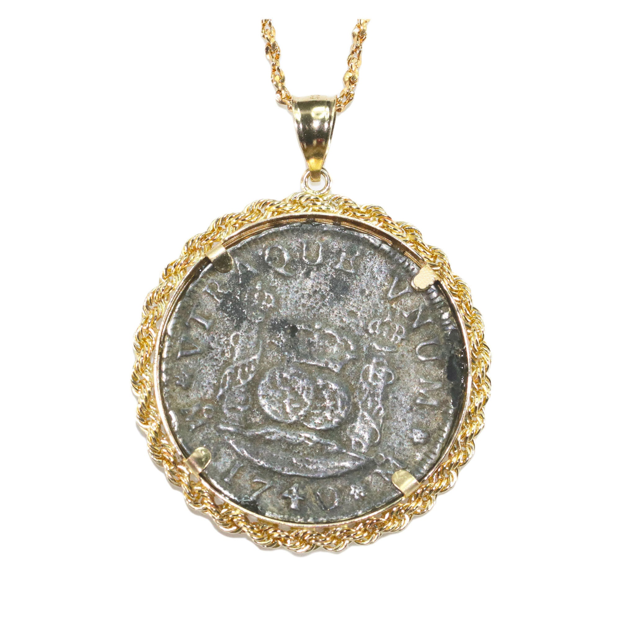 Large Shipwreck Coin Jewelry 14k Gold Necklace Sunken Etsy