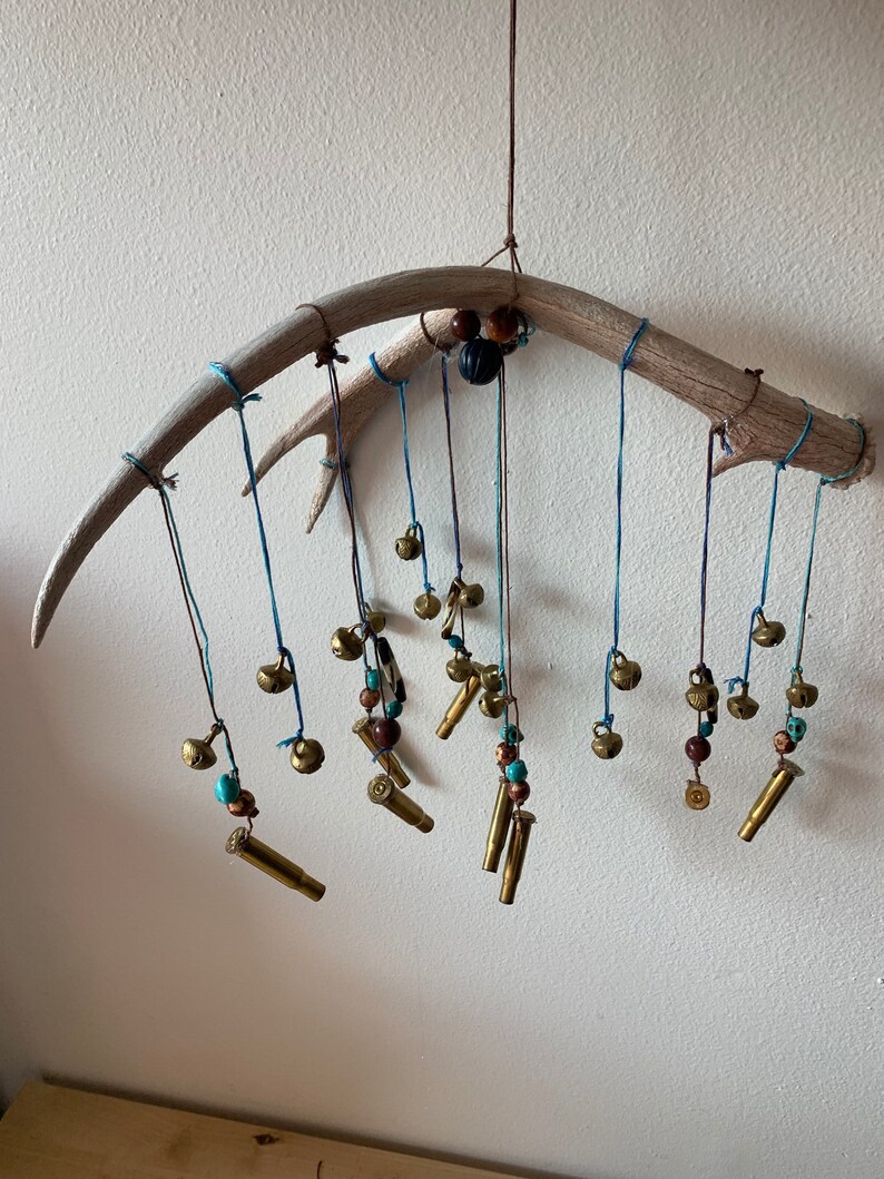 Deer Antler Wind Chime with Bullet Shells Etsy