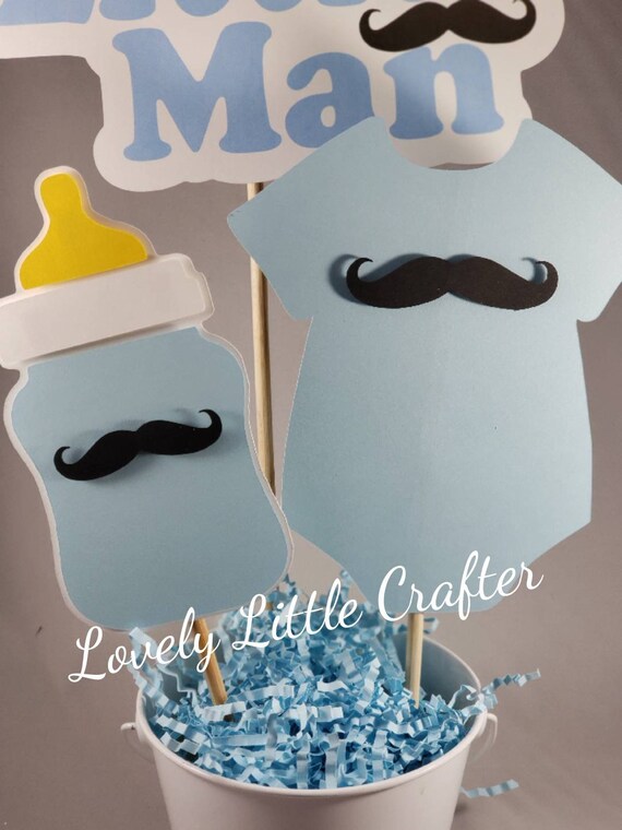 Baby Shower Centerpiece Little Man Mustache Decor Boy It S A