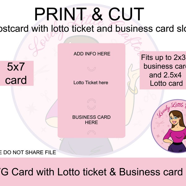 SVG Postcard, Postcard with Business card and Lotto ticket slot