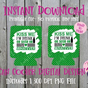 12 oz. Can Cooler template, St Patrick&#39;s Can Cooler, Sublimation download, Digital download, can cooler png