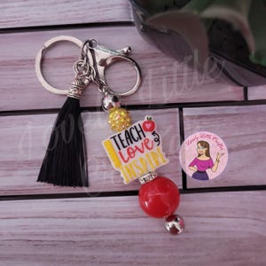 Teacher keychain, Beaded keychain, Teacher gift,  bag charm, appreciation gifts