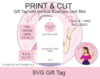 SVG Gift Tag, cartellino regalo con slot verticale per biglietti da visita