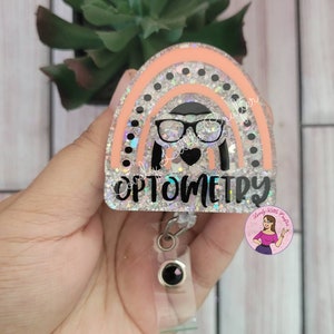 Optometry badge reel, optometrist badge reel, eye care badge reel, ophthalmology, retractable ID badge holder, gifts for eye doctor