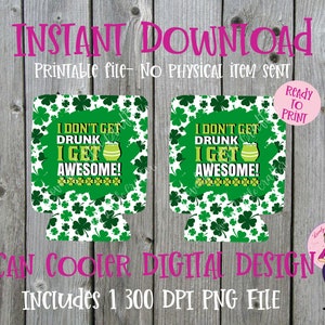 12 oz. Can Cooler template, St Patrick&#39;s Can Cooler, Sublimation download, Digital download, can cooler png