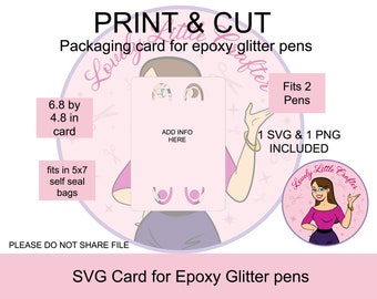 SVG glitter pen packaging, epoxy glitter pen card, Double pen packaging