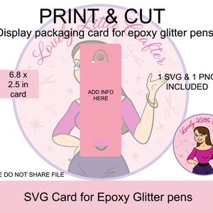 SVG glitter pen packaging, epoxy glitter pen card