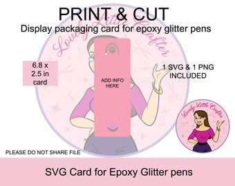 SVG glitter pen packaging, epoxy glitter pen card