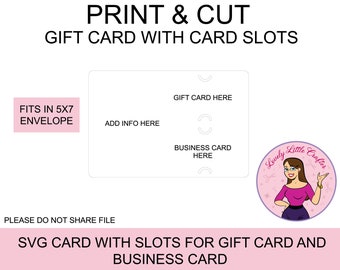 SVG Card con slot per carte doppie, biglietto da visita o slot per buoni regalo, buono regalo fai-da-te