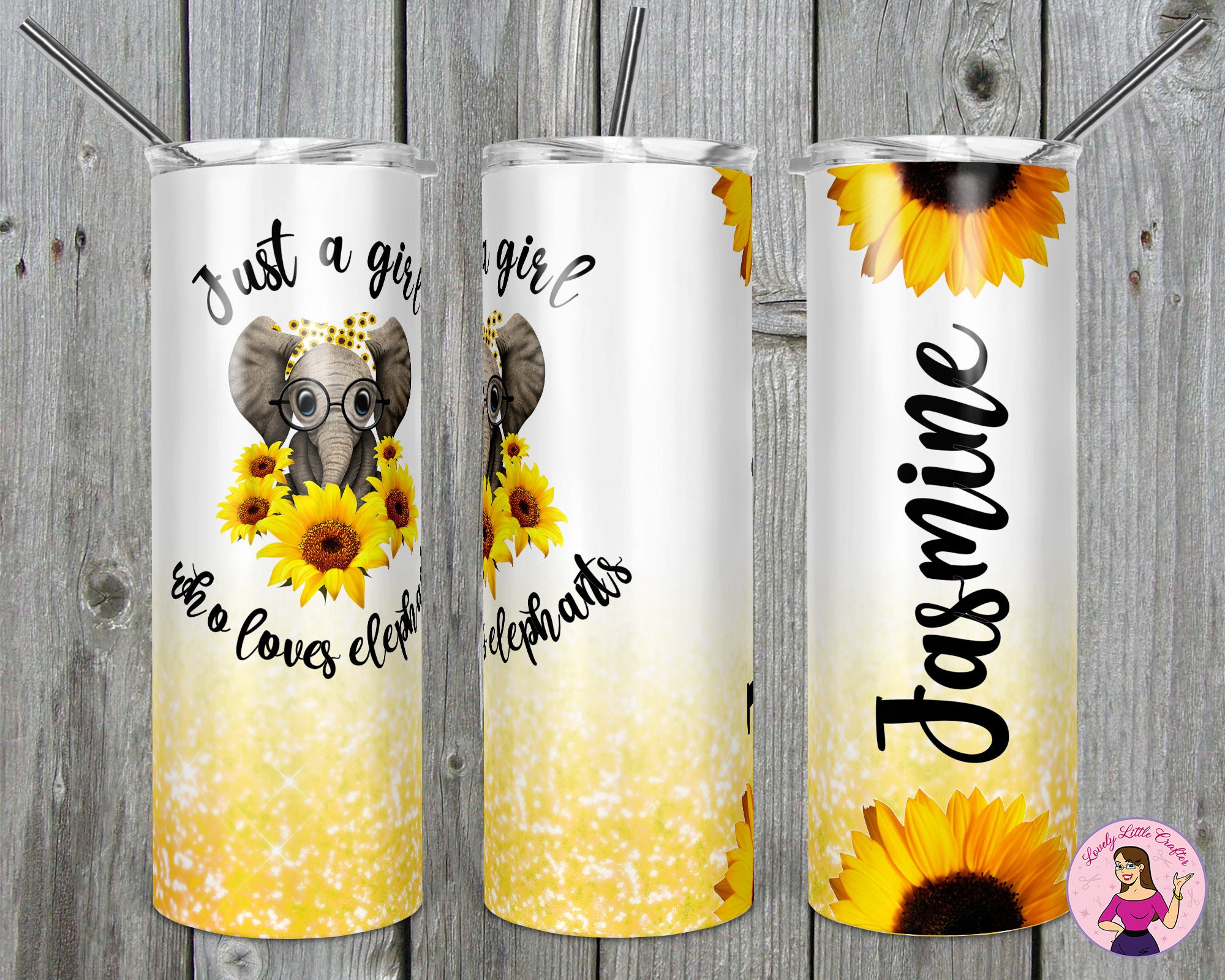 Elephant sunflower tumbler personalized Elephant tumbler Etsy