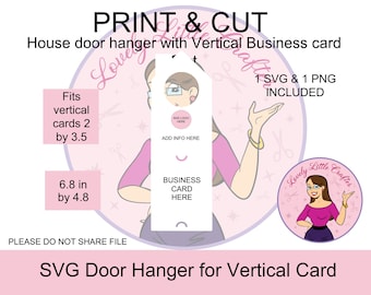 SVG House Door hanger, Door hanger with vertical Business card slot