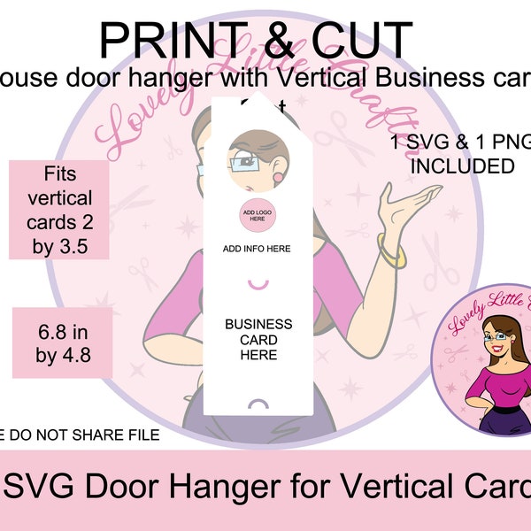 SVG House Door hanger, Door hanger with vertical Business card slot