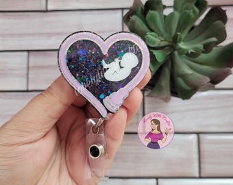 Ultrasound tech badge reel, sonogram heart badge reel, medical badge reel, nurse badge reel, RN badge holder, retractable ID badge holder