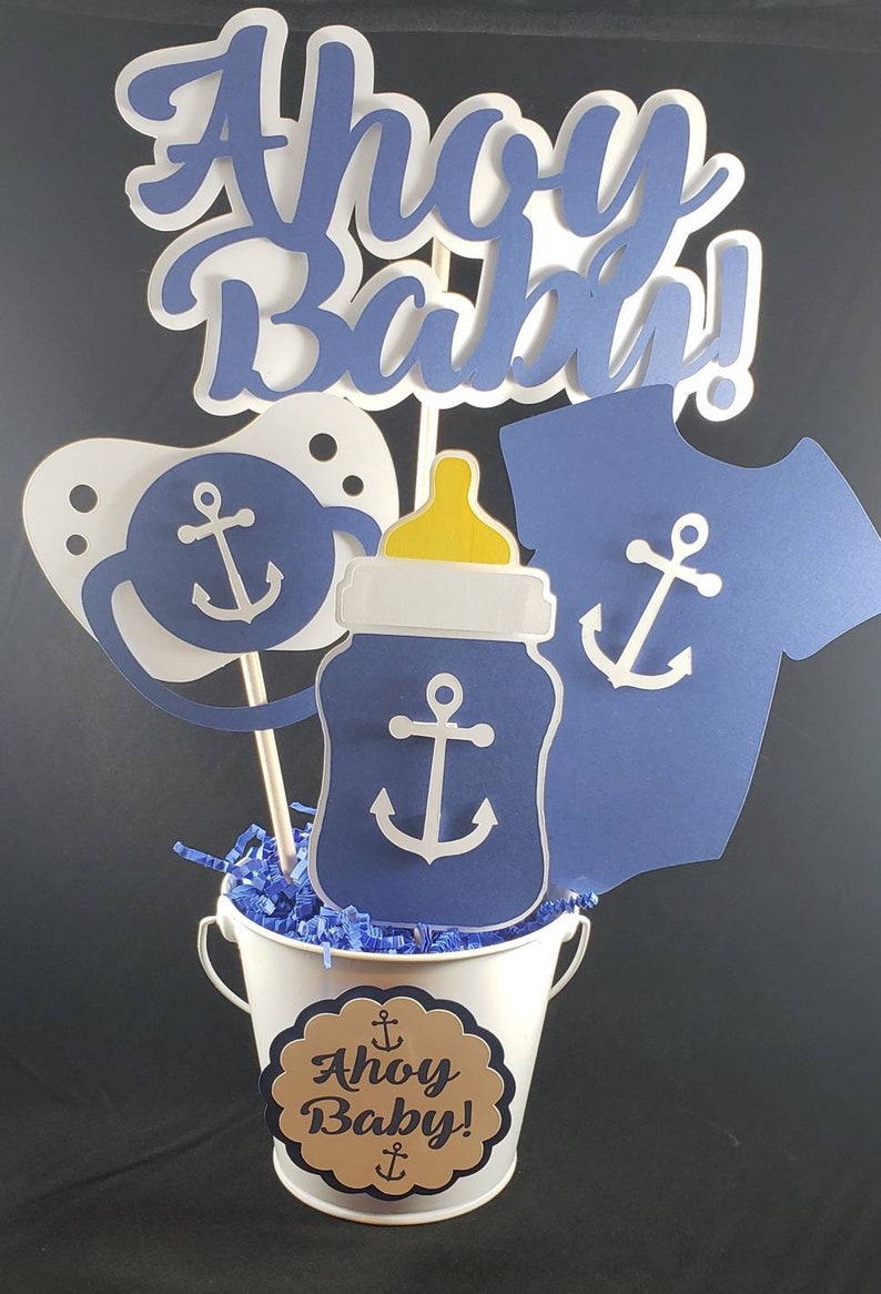 Ahoy Baby Centerpiece Nautical Shower Nautical Theme Shower Etsy