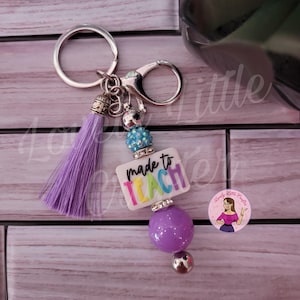 Teacher keychain, Beaded keychain, Teacher gift,  bag charm, appreciation gifts