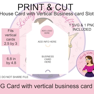 SVG House Card, Tarjeta de la casa con tarjeta de visita vertical o ranura para tarjeta de regalo
